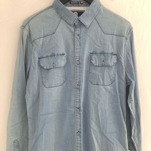 NOIZE Mens Button up western shirt Chambray
